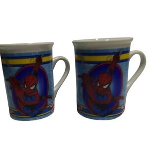 Spider-Man Go Spidey Mug Set of 2 Marvel‎ 2011 Blue Red Comic Style Cups